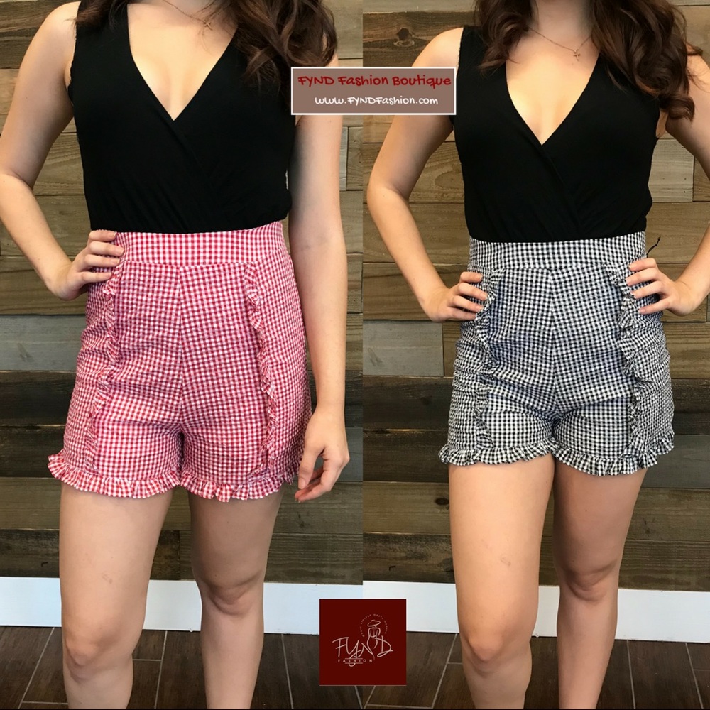 Gingham Plaid Ruffle Shorts